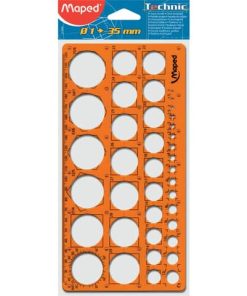 Kreisschablone, Kreise von 1 bis 35 mm, orange-transparent