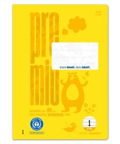 Heft LIN1 – A4, 32 Blatt, 5mm liniert, hellgelb