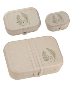 Frühstücksbox-Set 3ltg. ÖKO Motiv Farn sand