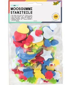 Moosgummi Stanzteile „Herzen, Mond & Sterne, Blumen & Schmetterlinge“ – 150 Stück, sortiert