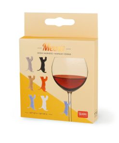 6 Glasmarkierer Kitty aus buntem Silikon