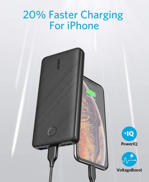 Powerbank Anker PowerCore Essential, 20000mAh externer Akku mit PowerIQ Technologie und USB-C Eingang, enorme Energiedichte, kompatibel mit iPhone, Samsung, Huawei, iPad und mehr – Bild 3