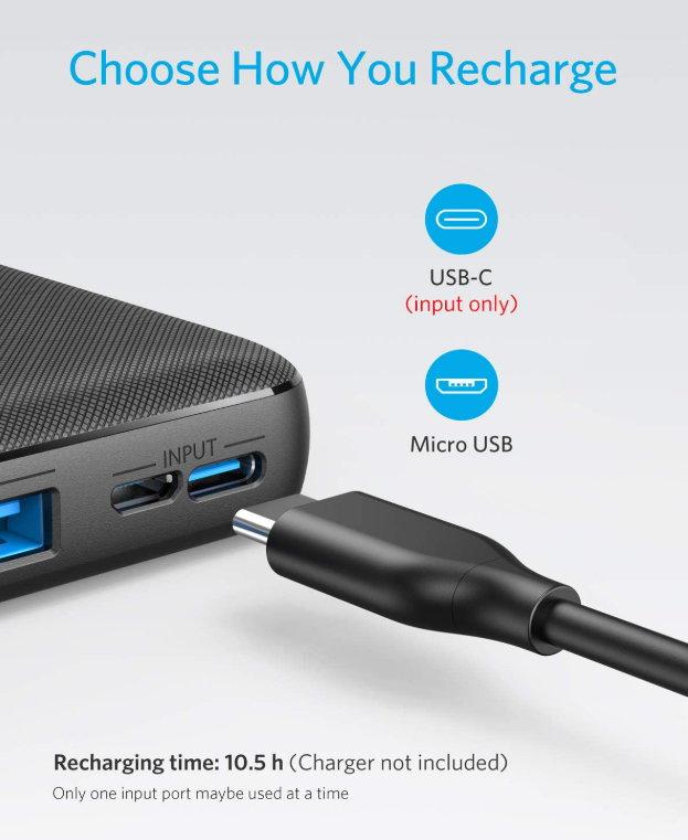 Powerbank Anker PowerCore Essential, 20000mAh externer Akku mit PowerIQ Technologie und USB-C Eingang, enorme Energiedichte, kompatibel mit iPhone, Samsung, Huawei, iPad und mehr – Bild 4