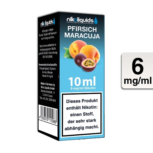 Nikoliquids E-Liquid Pfirsich Maracuja 10ml 6mg Nikotin