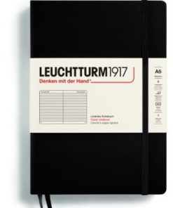 Notizbuch Medium (A5) Hardcover 251 nummerierte Seiten, Schwarz, Liniert