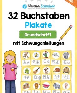 Bundle: 32 Buchstaben-Plakate (Grundschrift – mit Schwunganleitungen) [Digital]