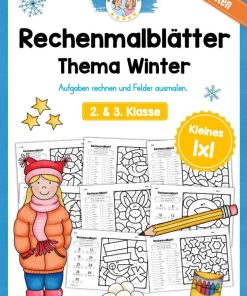 8 Rechenmalblätter Winter: Kleines 1×1 [Digital]